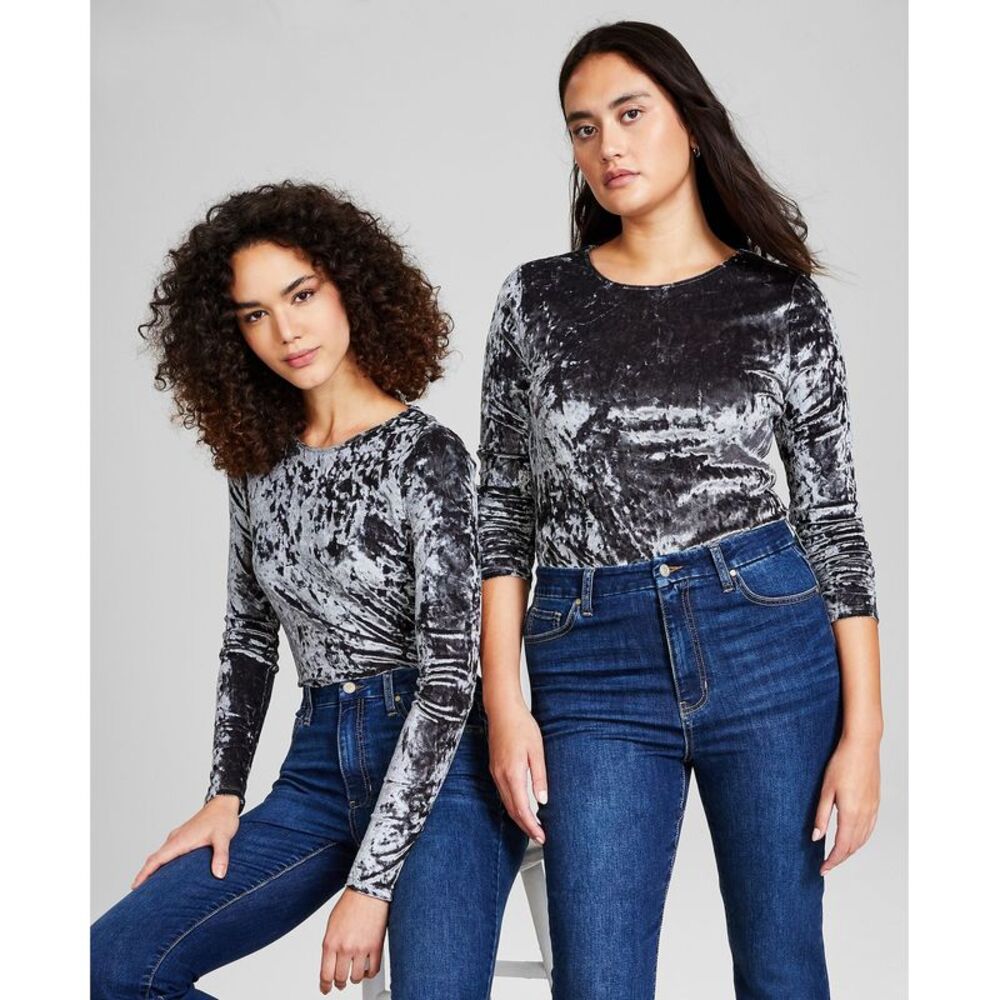 And Now This Women's Crewneck Long-Sleeve Velvet Bodysuit